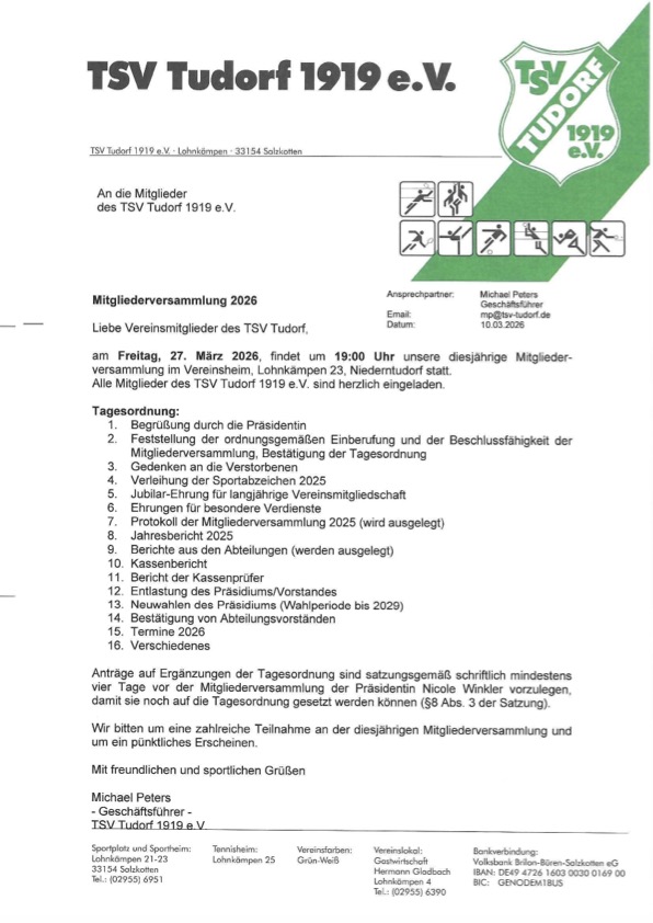 Mitgliederversammlung 2026 Mitgliederversammlung 2026